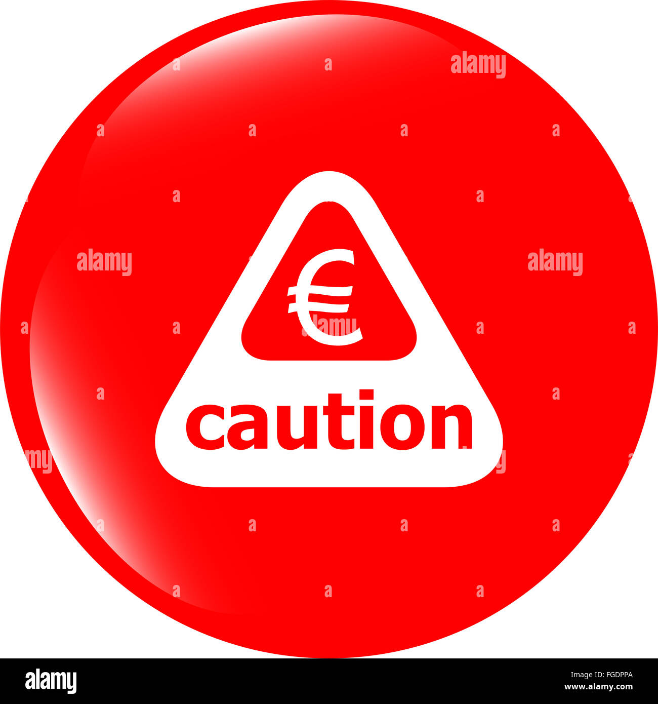 Attenzione attenzione segno icona con denaro euro segno. Il simbolo di avvertimento Foto Stock