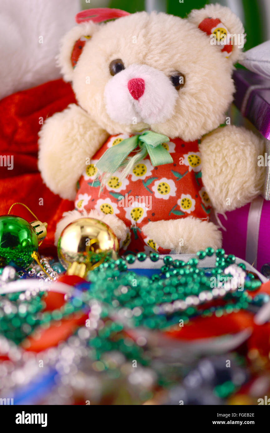 Le palle di Natale set, anno nuovo invito Foto Stock