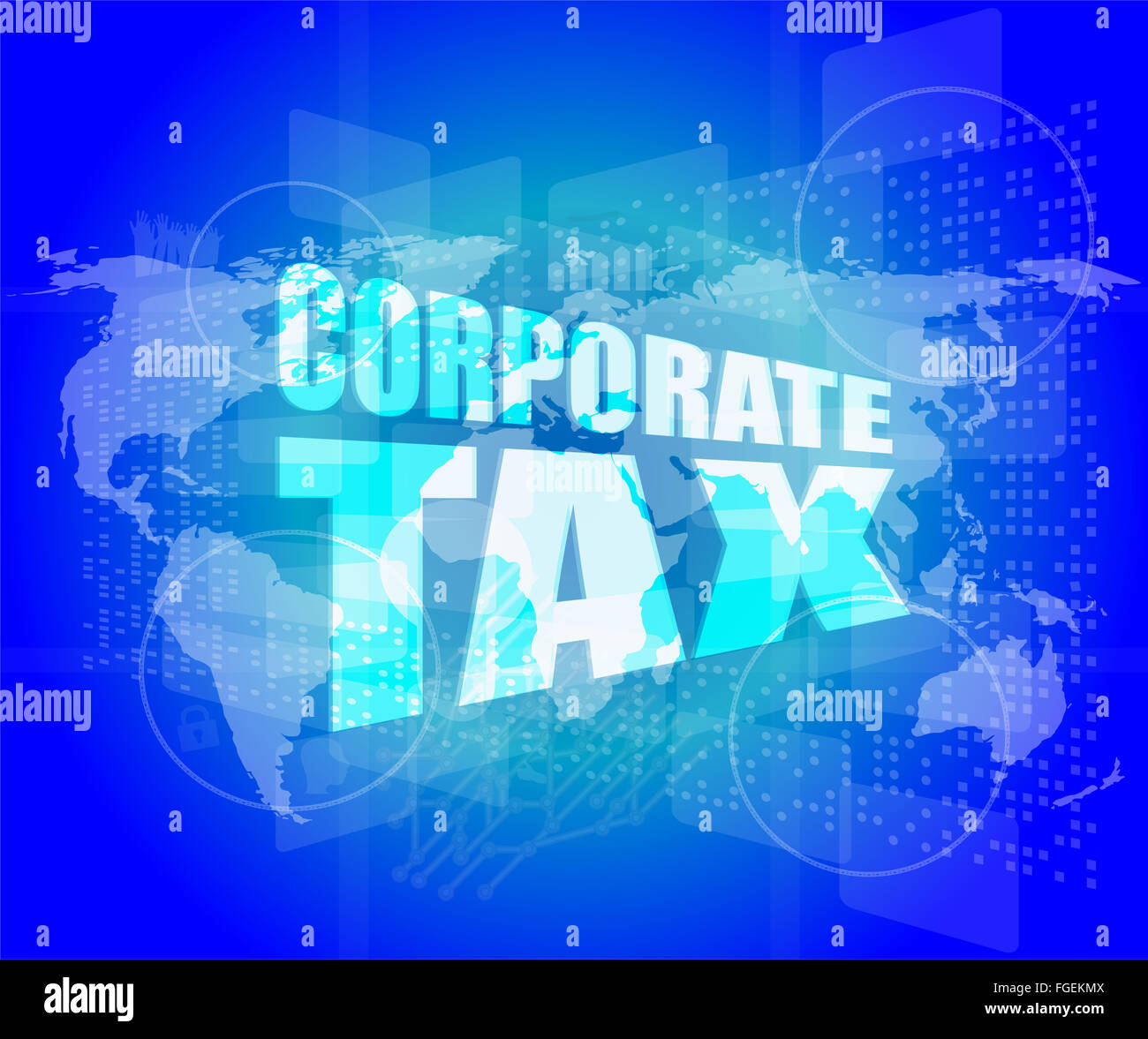 Corporate tax parola sul business schermo digitale Foto Stock