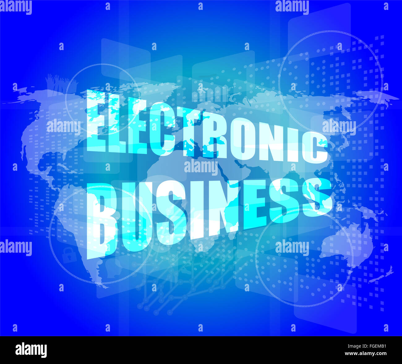 Electronic business parola su schermo tattile digitale Foto Stock