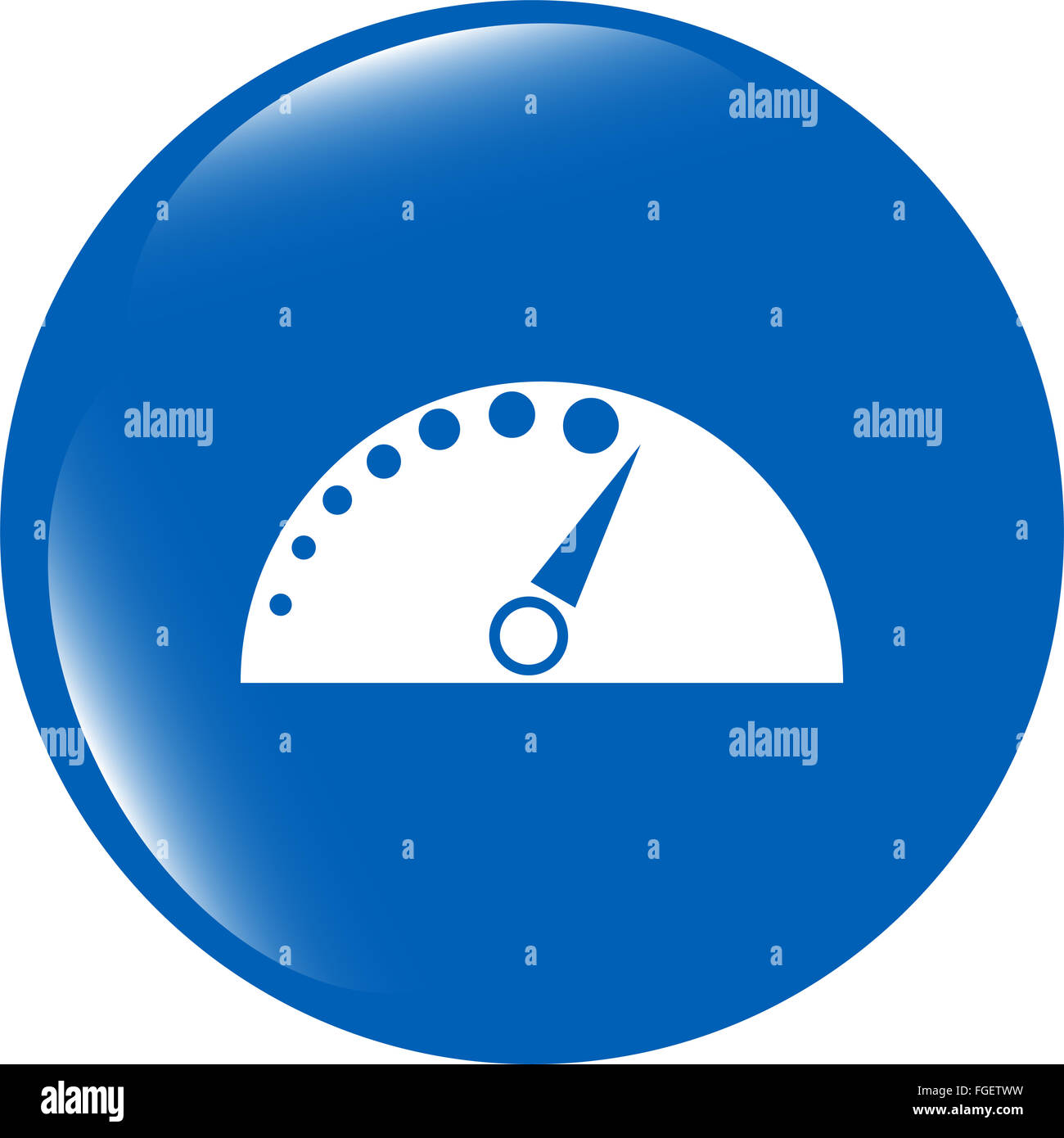 Automotive tachimetro sul pulsante web (icona) isolato su bianco Foto Stock