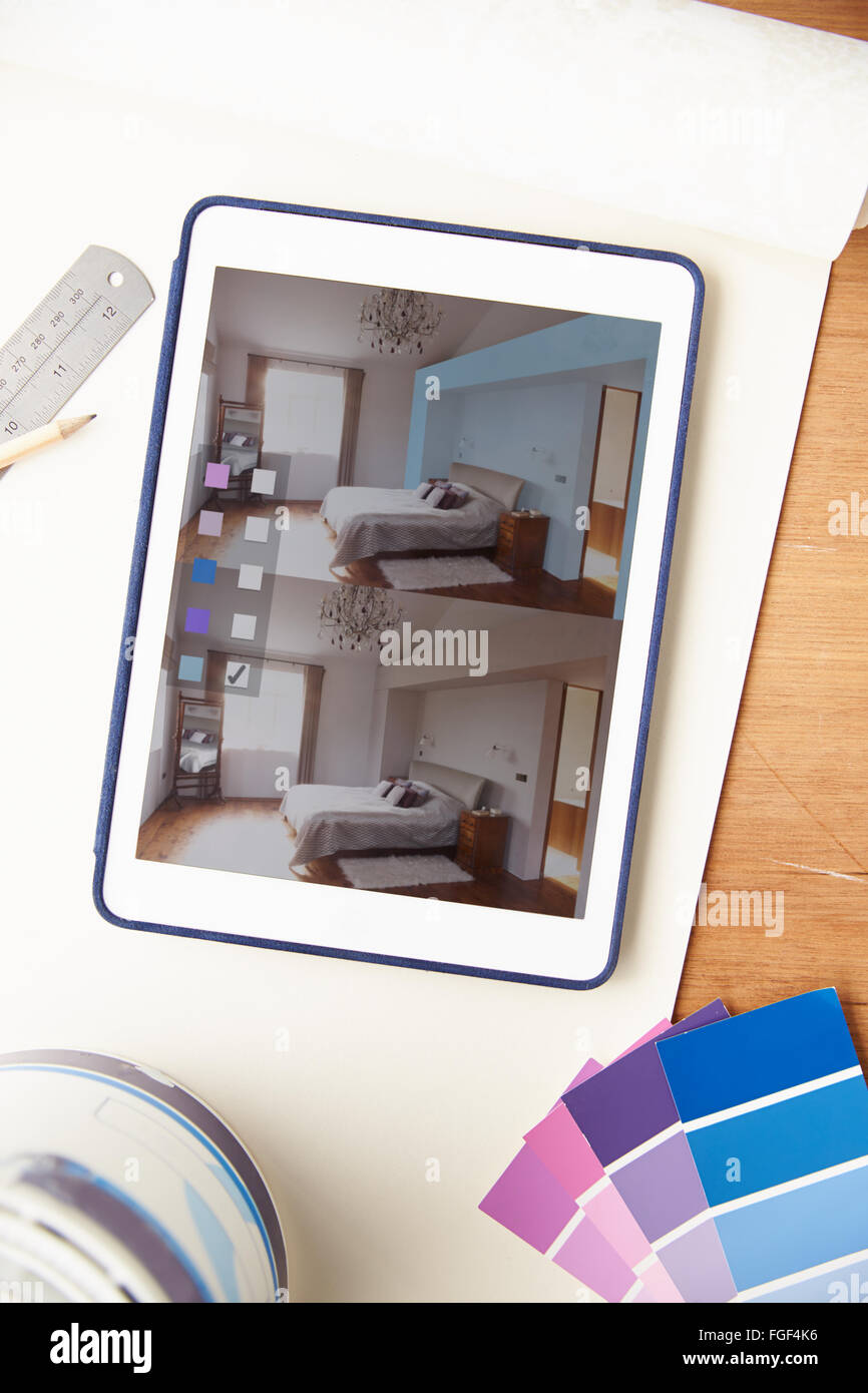 Interior Design applicazione sulla tavoletta digitale Foto Stock