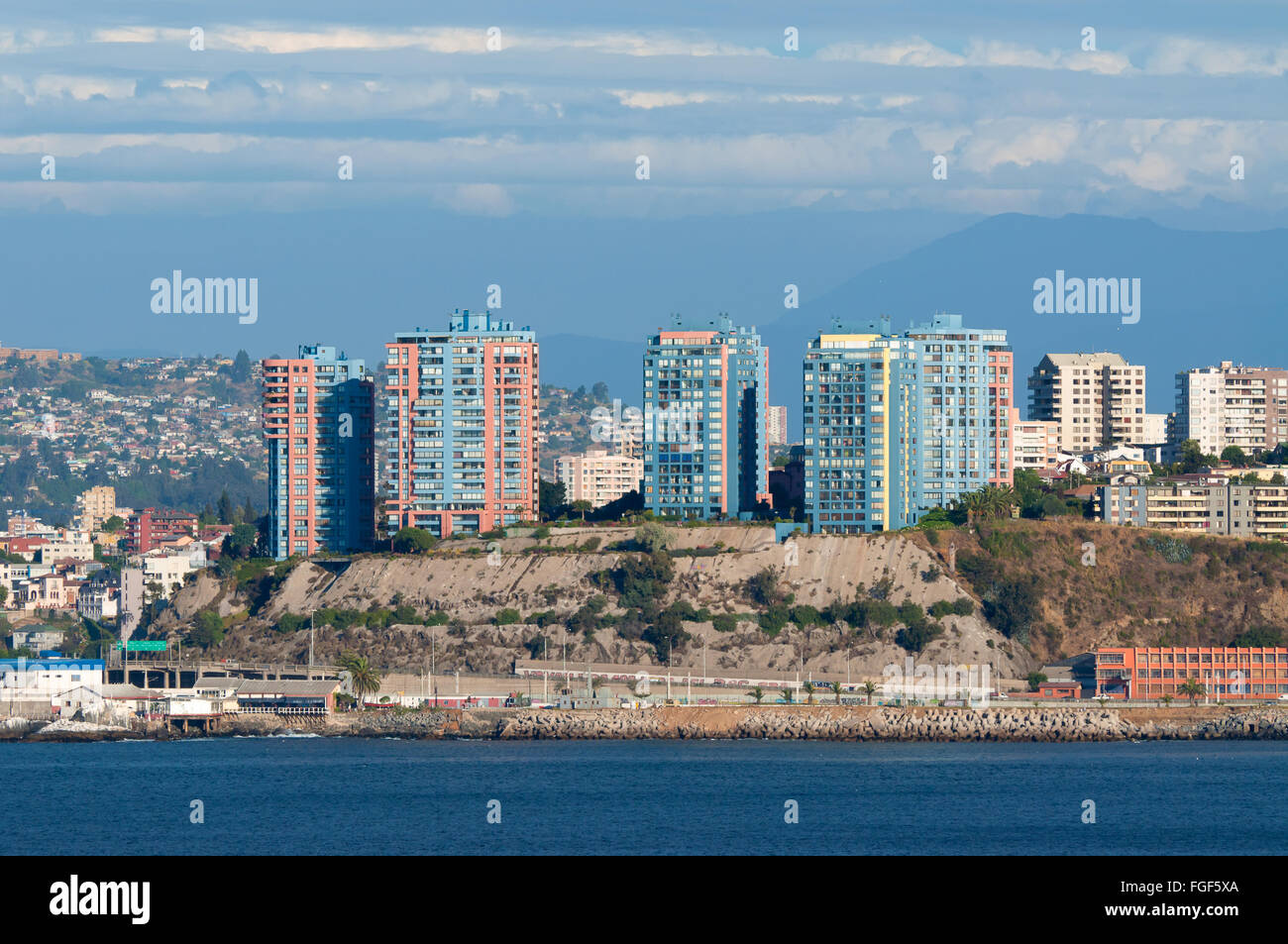 La costa di Valparaiso, Cile Foto Stock