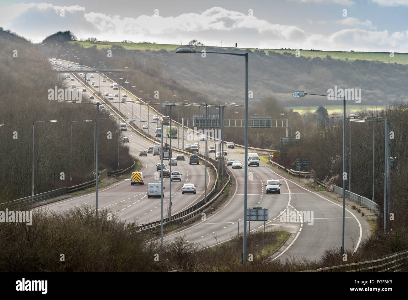 A27 Bypass Brighton Road, guardando verso Ovest. Foto Stock