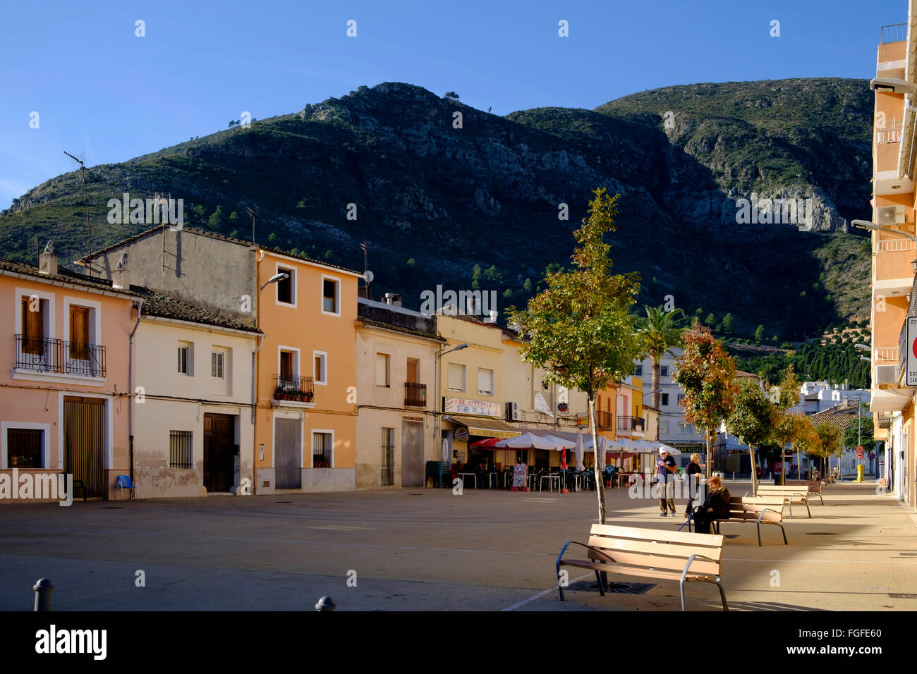 Centro della città spagnola di Simat de Valldigna Foto Stock