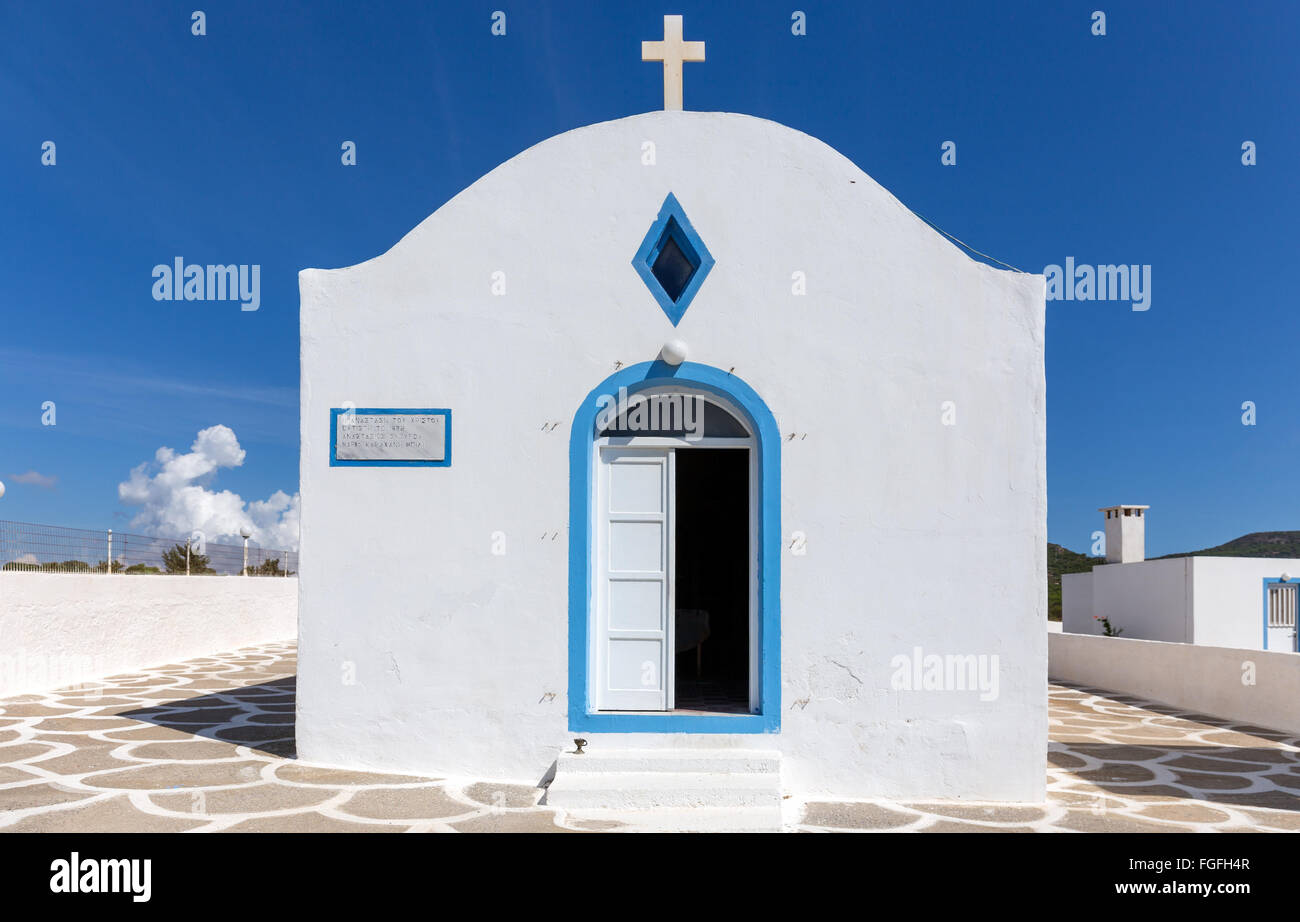 Blu e bianco cappella ortodossa greca sull'isola di Kos Foto Stock