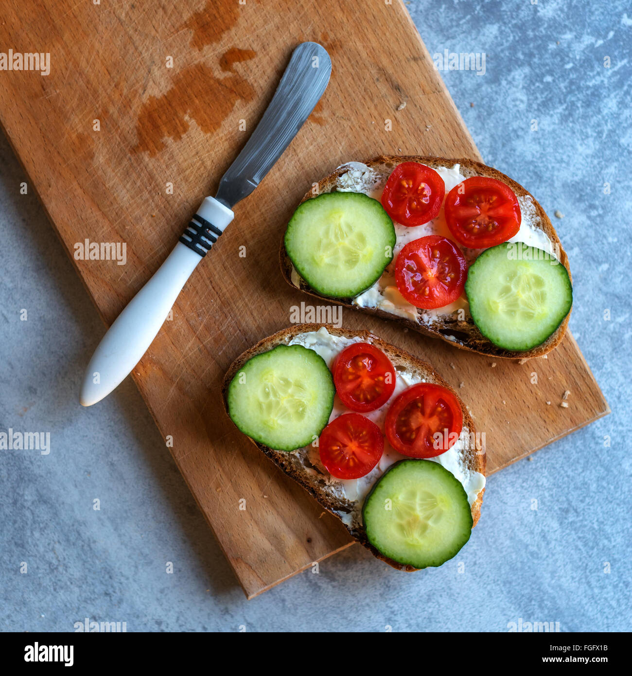 Panino con verdure close up Foto Stock