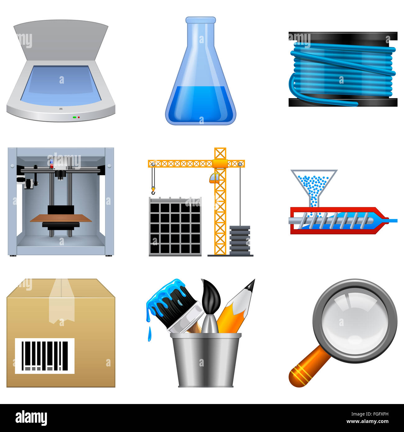 Additivo icone di fabbricazione Foto Stock