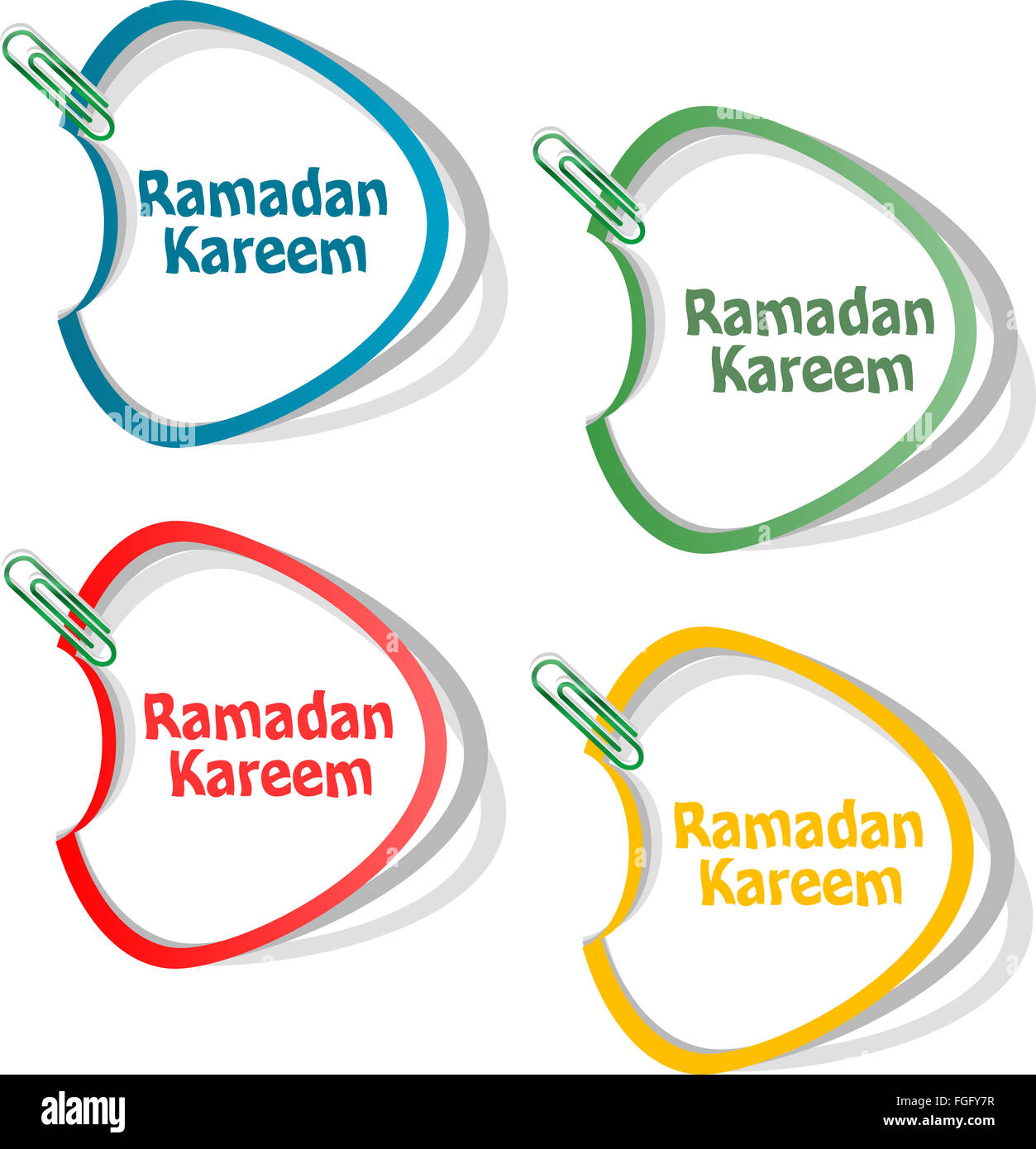Arabo calligrafia islamica di testo Ramadan Kareem stickers etichetta set di tag Foto Stock