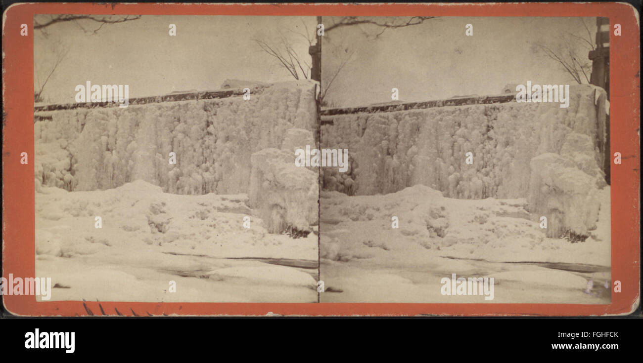 Burt's Dam ricoperto di ghiaccio, Bellvale, Orange Co., N.Y, da Robert N. Dennis raccolta di vista stereoscopica Foto Stock