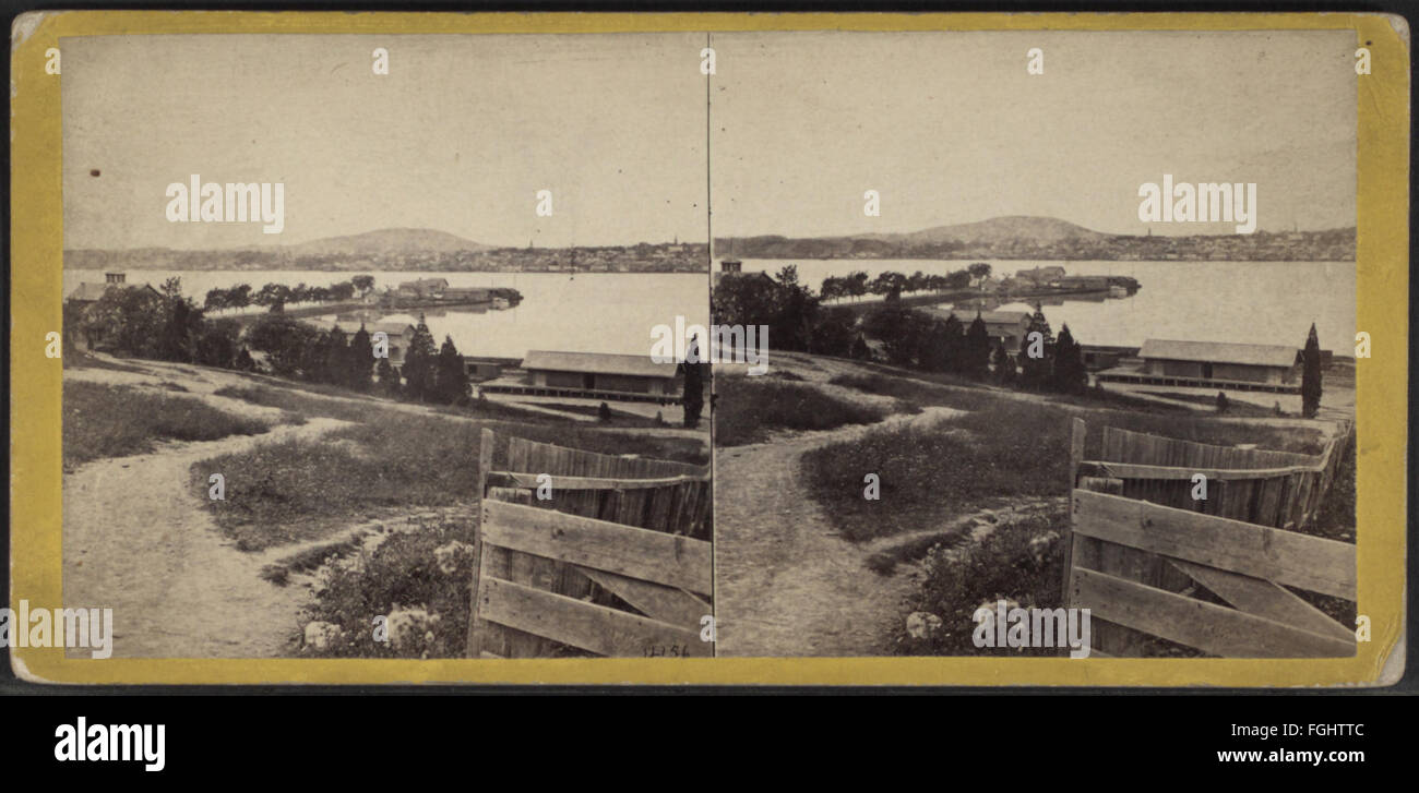 Questa fotografia di E. & H.T. Anthony cattura Fishkill Landing, con vedute di Newburgh e Snake Hill in lontananza, mostrando il tranquillo paesaggio del fiume e il paesaggio circostante. Foto Stock
