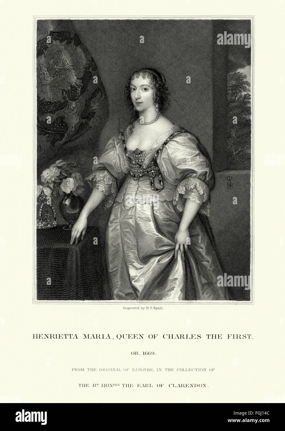 Ritratto di Henrietta Maria di Francia 1609 al 1669, regina consorte di Inghilterra, in Scozia e in Irlanda come la moglie di Re Carlo Foto Stock