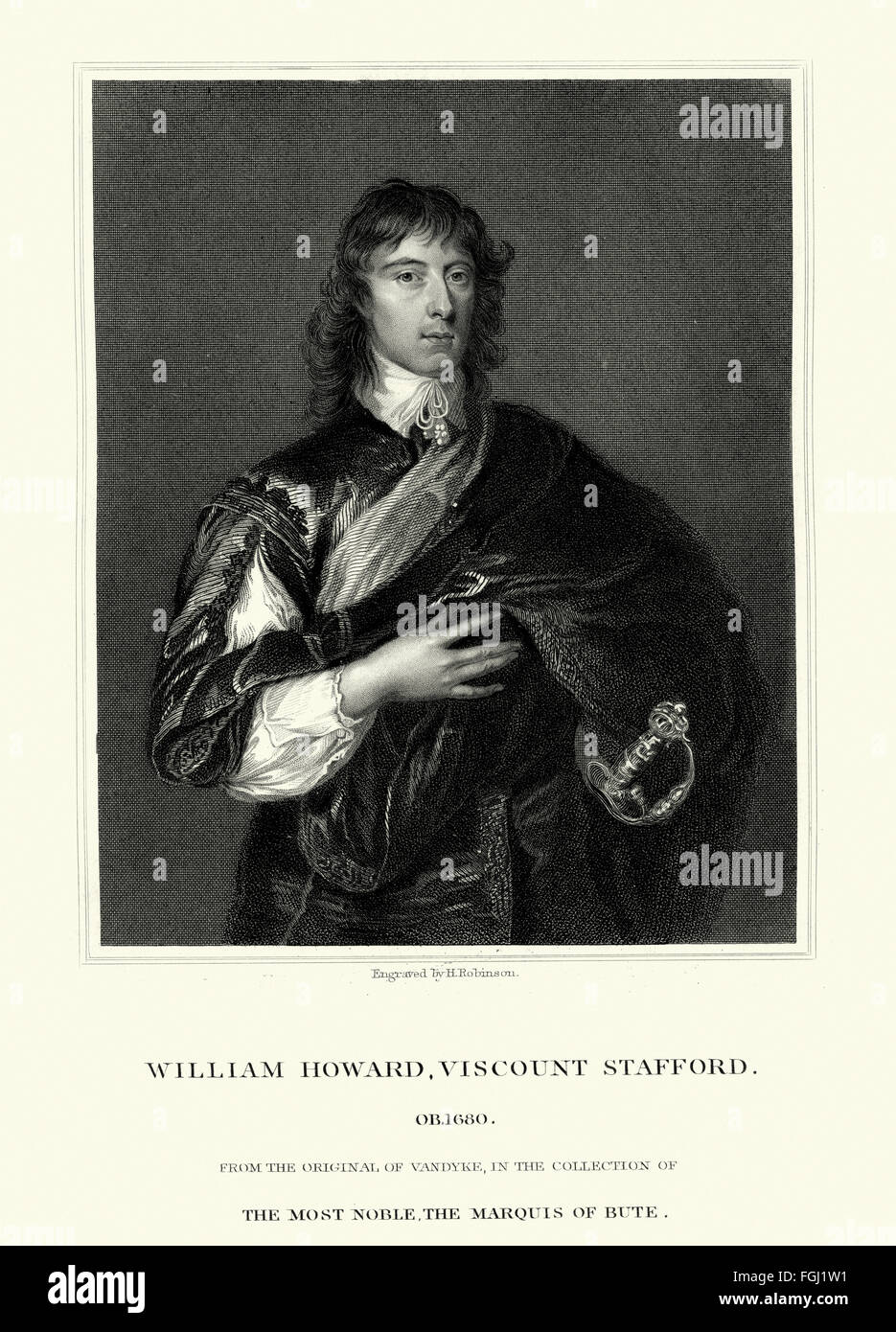 Ritratto di William Howard, primo Visconte Stafford. Un Fellow della Royal Society dal 1665, egli è stato un sostenitore di Royalist prima di b Foto Stock