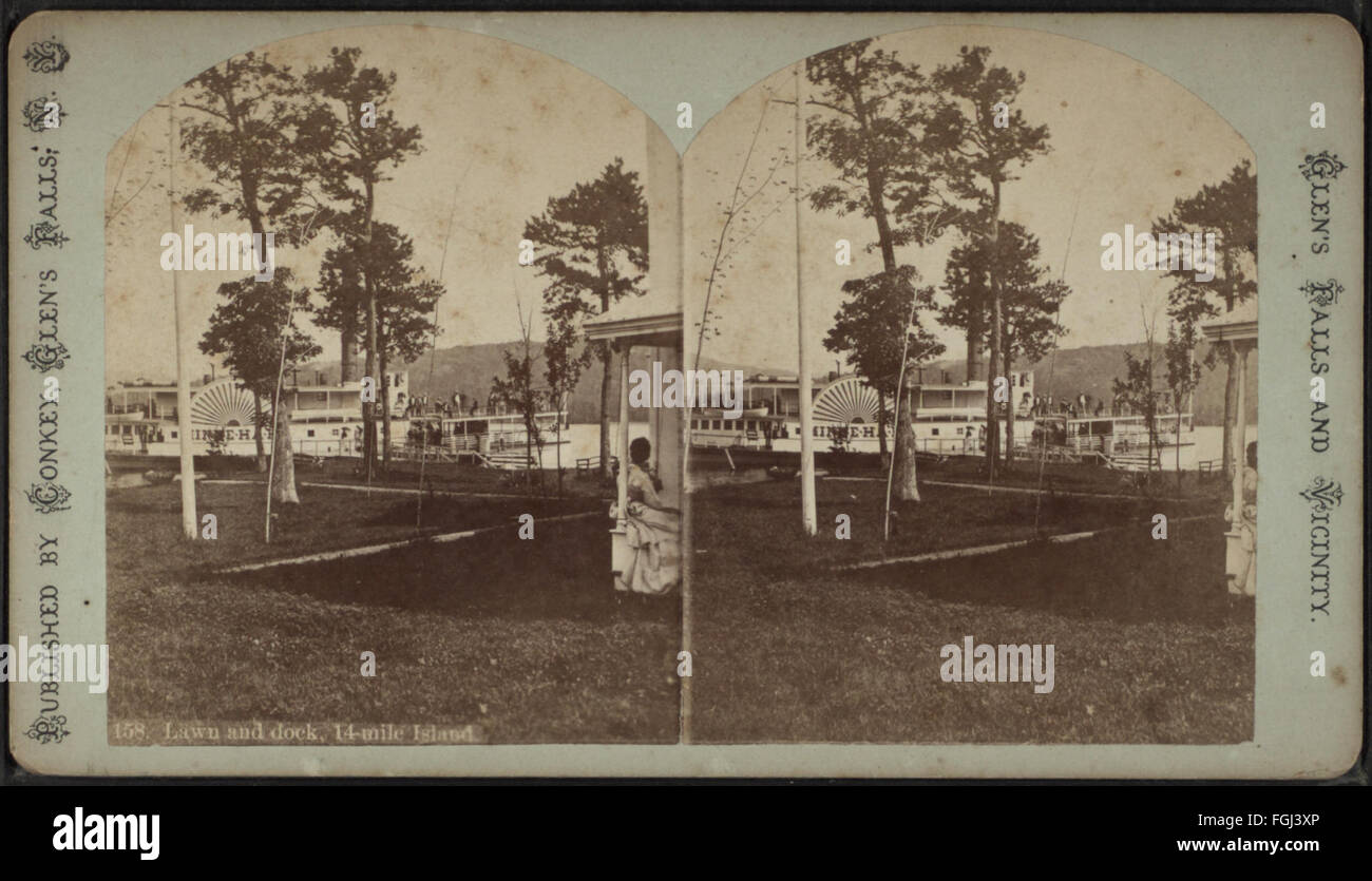 Prato e il dock, 14-Mile Island, da Conkey, G. W. (George W.), 1837-ca. 1900 1 Foto Stock