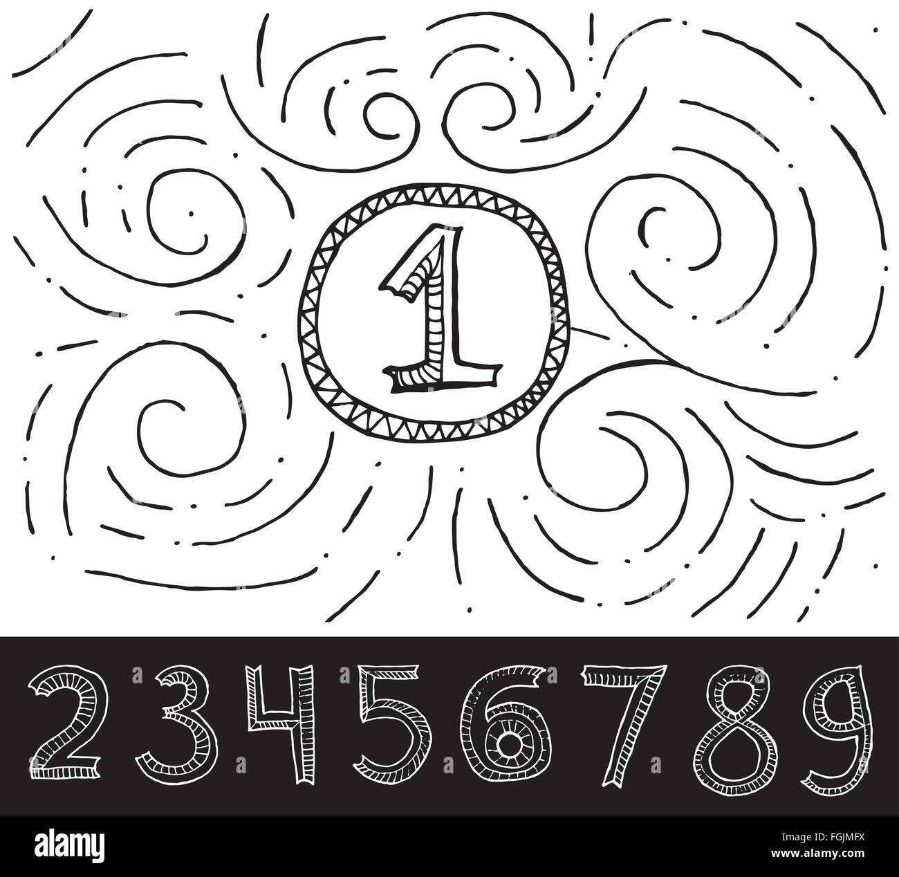 Disegnata a mano con i numeri di modello di turbolenza su sfondo bianco. Illustrazione Vettoriale. Illustrazione Vettoriale