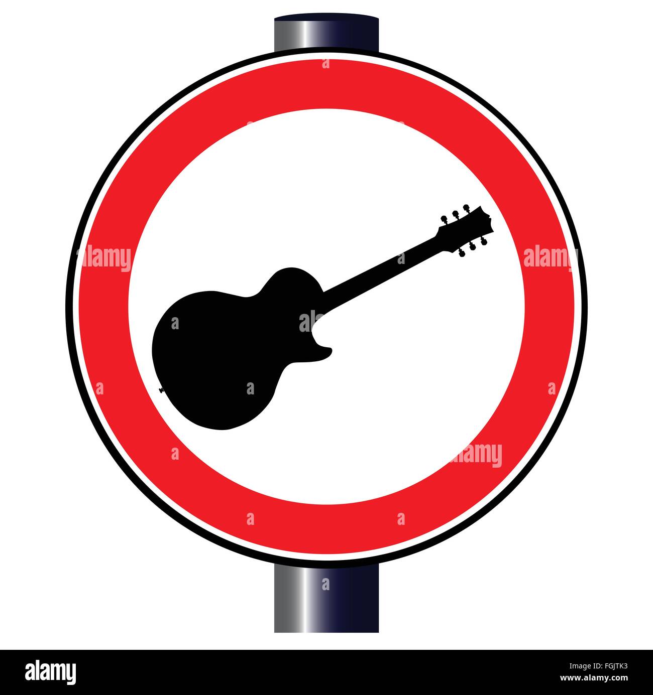 Una grande rotonda rossa la visualizzazione del traffico una chitarra elettrica Illustrazione Vettoriale