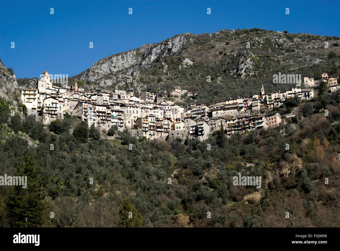 Saorge, Alpes Maritimes, Francia Foto Stock