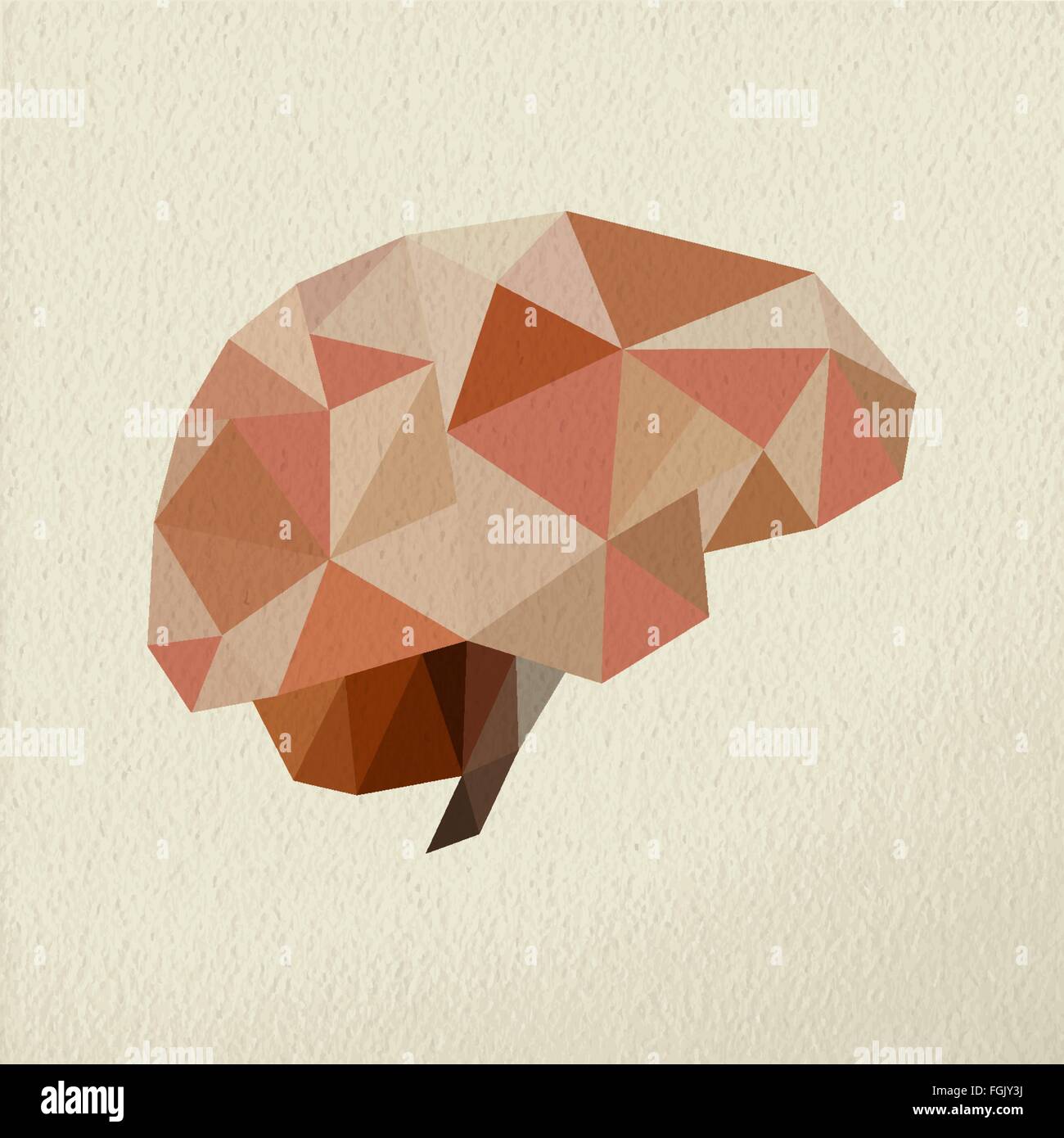 Cervello umano in bassa poli stile, concetto illustrazione sulla trama della carta sullo sfondo. EPS10 vettore. Illustrazione Vettoriale