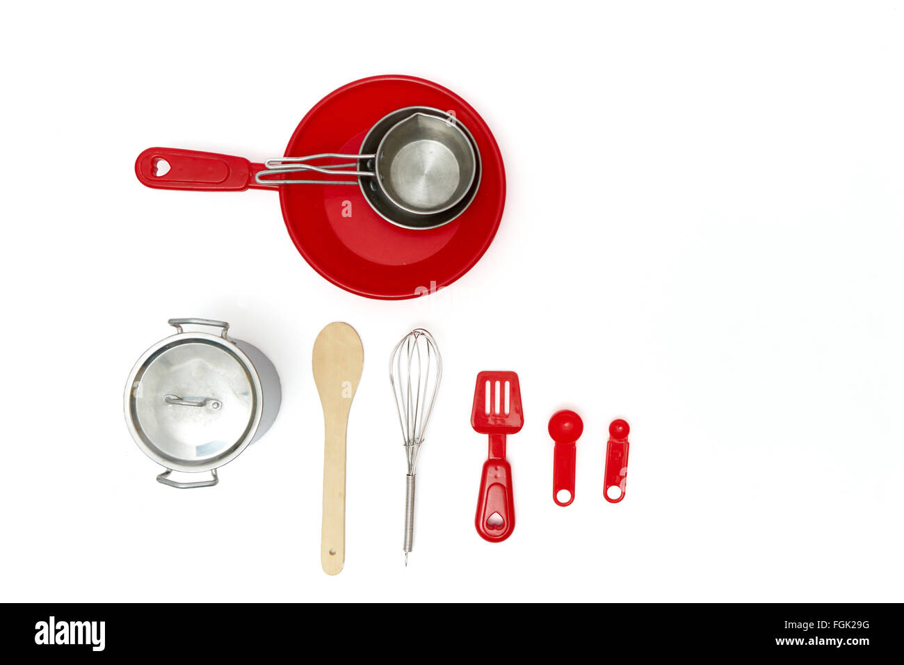 Set di arnese da cucina giocattoli isolati su sfondo bianco Foto stock -  Alamy