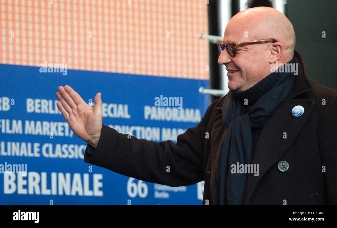 Berlino, Germania. Xx Febbraio 2016. 66° Festival Internazionale del Cinema di Berlino, Germania, 20 febbraio 2016. Presentazione del premio delle giurie indipendenti, il premio dei lettori " giuria del Berliner Morgenpost: Il vincitore del premio a Gianfranco Rosi ('incendio in mare"). La Berlinale corre dal 11 febbraio al 21 febbraio 2016. Foto: BERND VON JUTRCZENKA/dpa/Alamy Live News Foto Stock