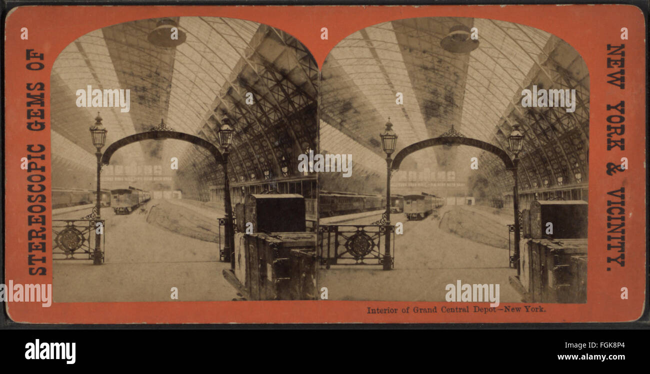 Interno del Grand Central Depot, New York, da Robert N. Dennis raccolta di vista stereoscopica Foto Stock