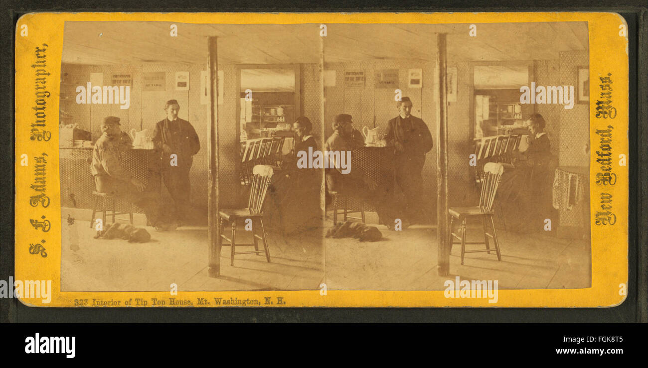 Interno del Tip Top House, Mt. Washington, N.H, da Robert N. Dennis raccolta di vista stereoscopica Foto Stock