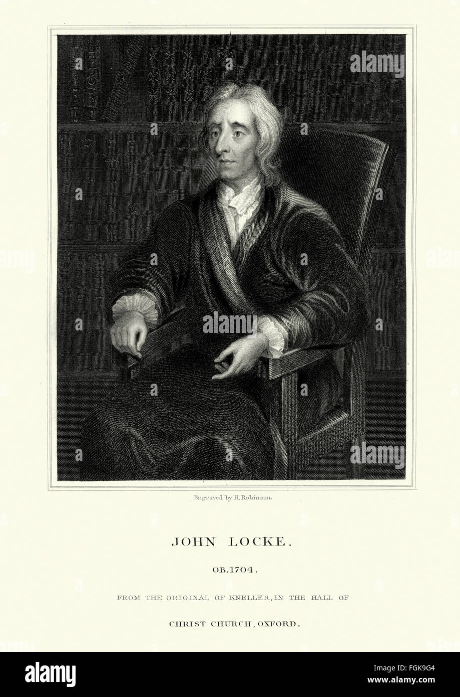 Ritratto di John Locke 1632 al 1704 un filosofo inglese e medico, ampiamente considerato come uno dei più influenti di Enli Foto Stock