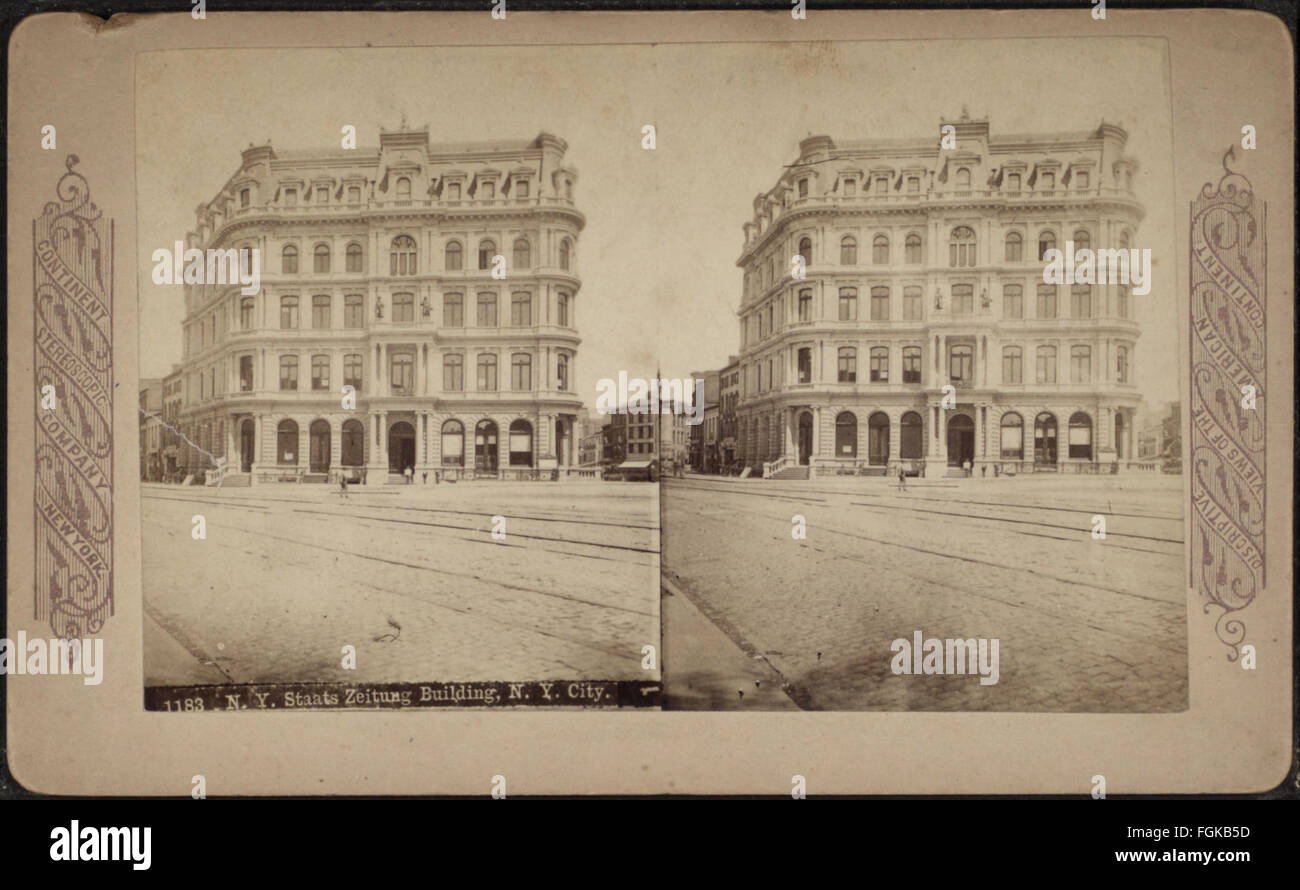 N.Y. Staats Zeitung building, N.Y. Città, da Robert N. Dennis raccolta di vista stereoscopica Foto Stock