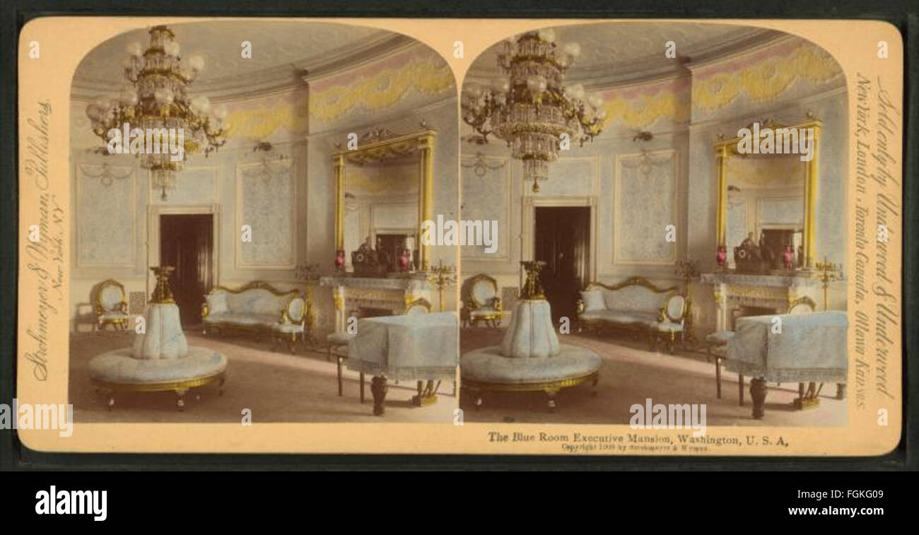 La camera blu Executive Mansion, Washington, USA, da Robert N. Dennis raccolta di vista stereoscopica Foto Stock