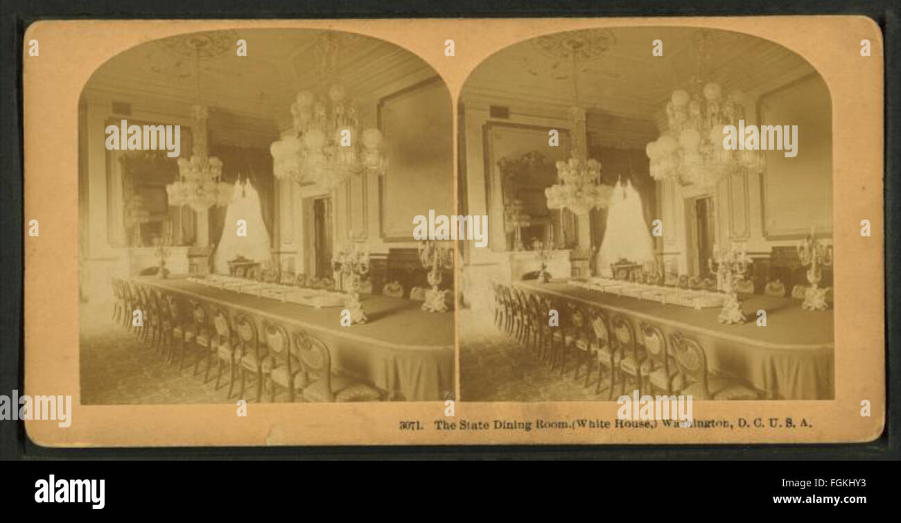 Lo stato sala da pranzo (Casa bianca) di Washington D.C., U.S.A, da Kilburn, B. W. (Benjamin West), 1827-1909 Foto Stock