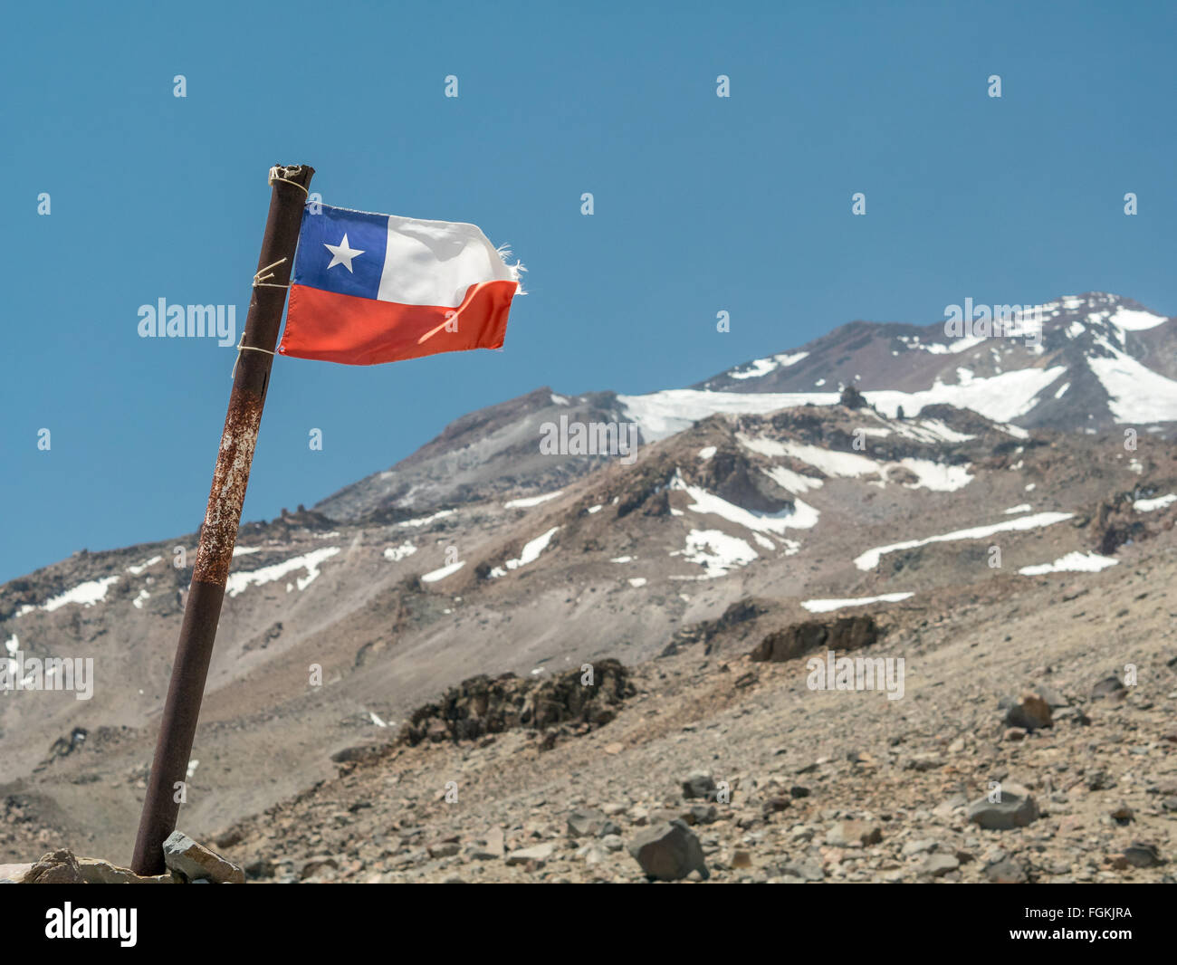 Hikin al Vulkan San Jose nelle Ande Foto Stock