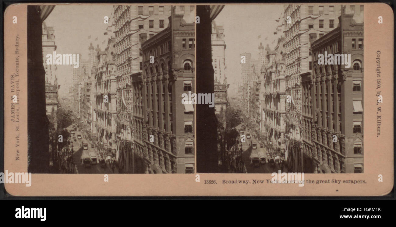 Broadway, New York, che mostra il grande sky-raschiatori, da Kilburn, B. W. (Benjamin West), 1827-1909 Foto Stock