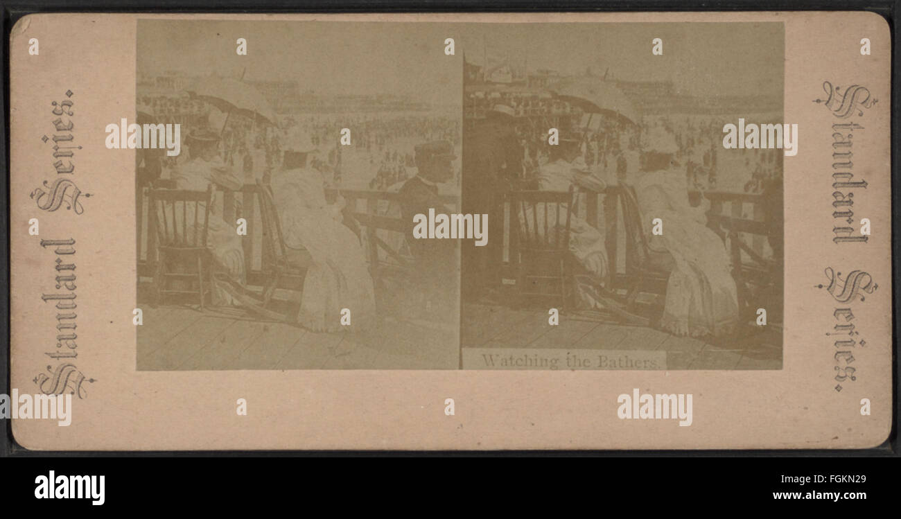 Guardando i bagnanti, da Robert N. Dennis raccolta di vista stereoscopica Foto Stock