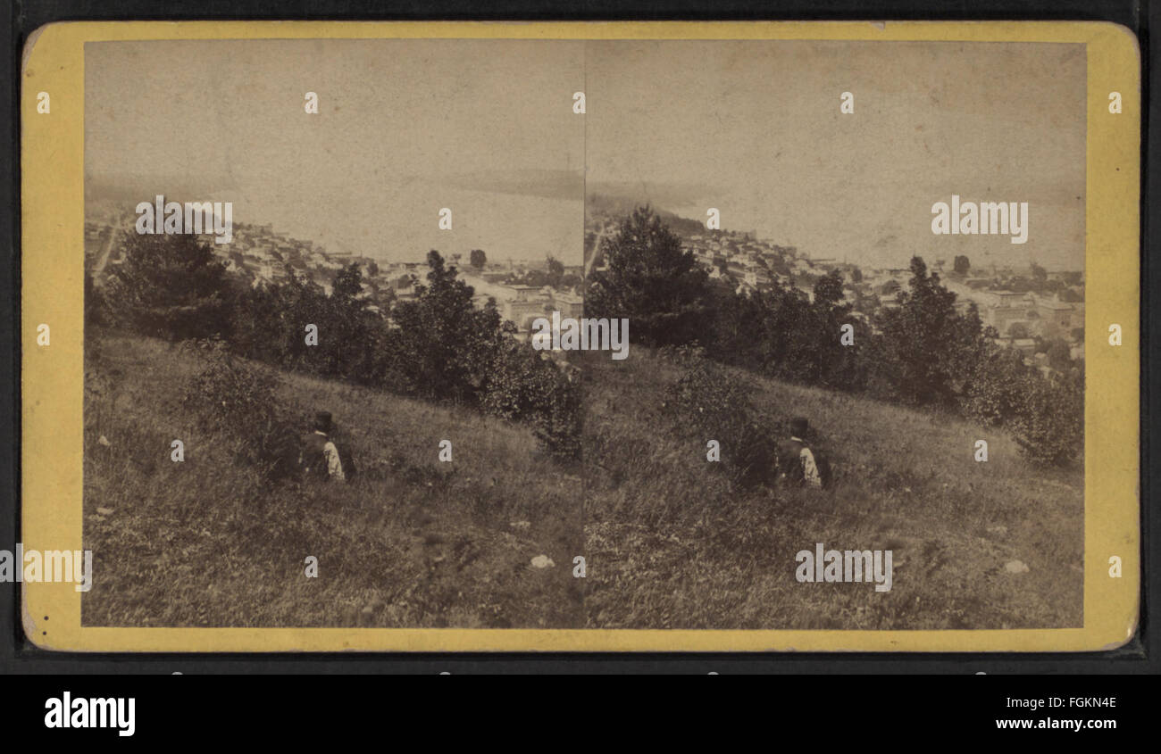 Watkins Glen. (Vista di un rustico ponte.), da Robert N. Dennis raccolta di vista stereoscopica Foto Stock
