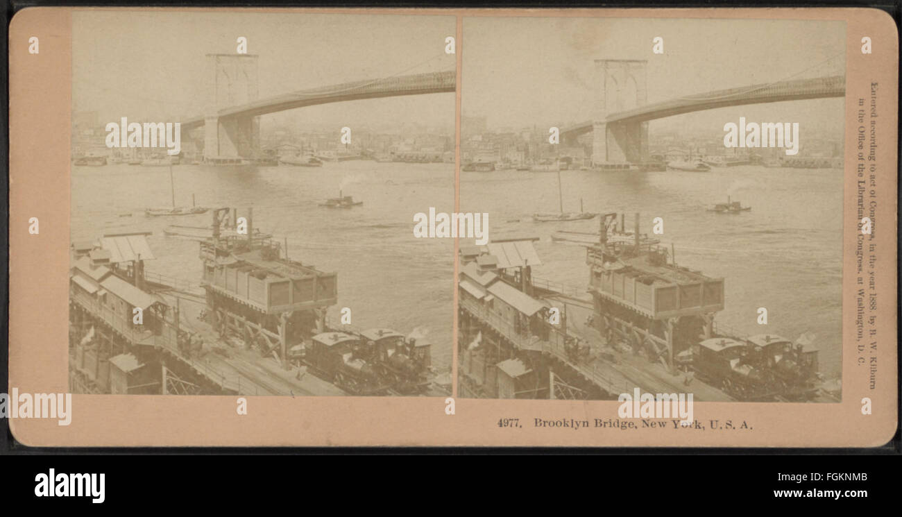 Ponte di Brooklyn, New York, USA, da Kilburn, B. W. (Benjamin West), 1827-1909 Foto Stock