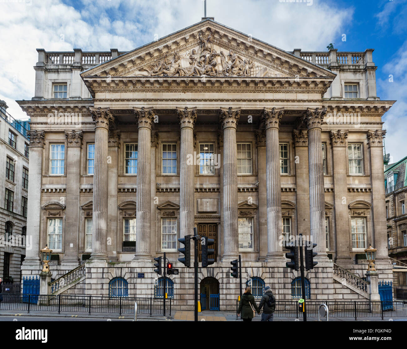 Mansion House, la residenza ufficiale del sindaco di Londra, City of London, Londra, Inghilterra, Regno Unito Foto Stock