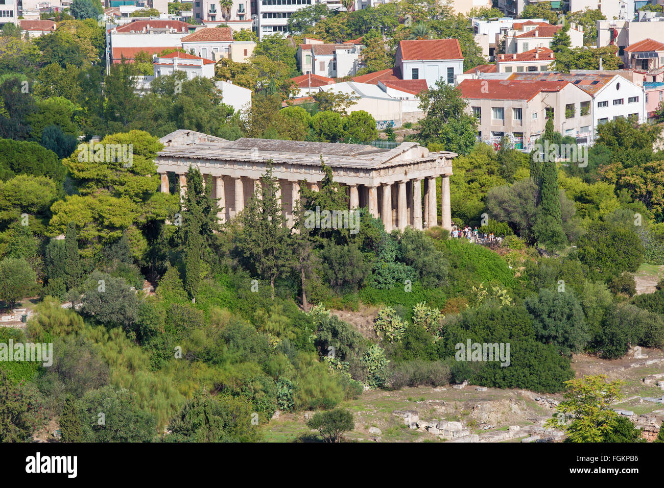 ATHENS, Grecia - 8 ottobre 2015: Tempio di Efesto Dal areopago hill. Foto Stock
