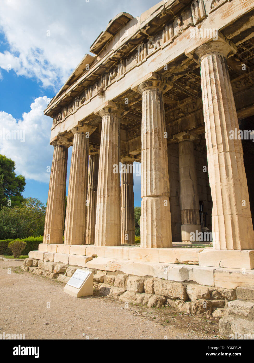 Atene - il dettaglio del Tempio di Efesto. Foto Stock
