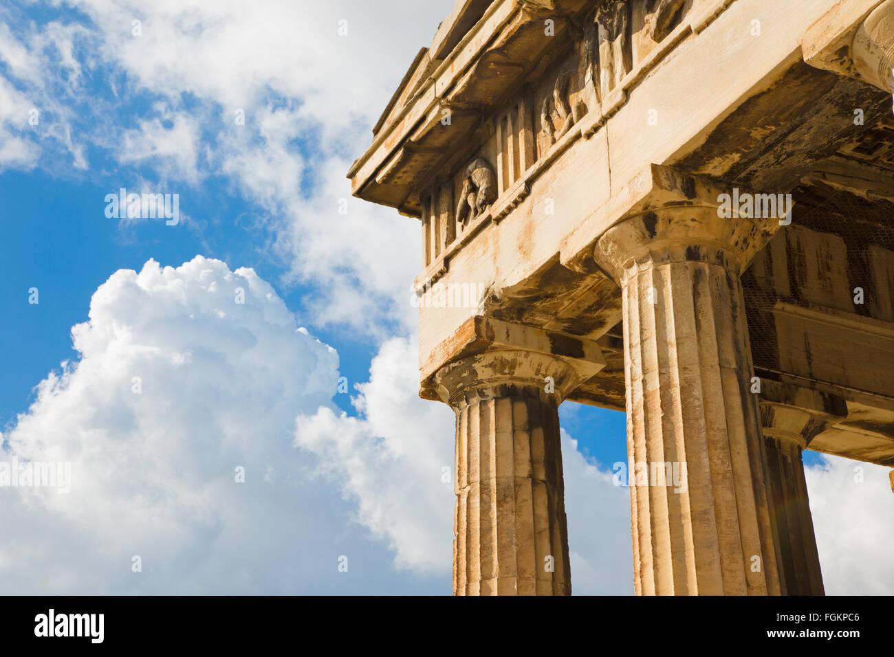 Atene - il dettaglio del Tempio di Efesto. Foto Stock