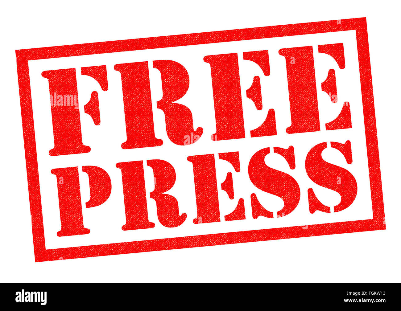 FREE PRESS rosso timbro di gomma su uno sfondo bianco. Foto Stock