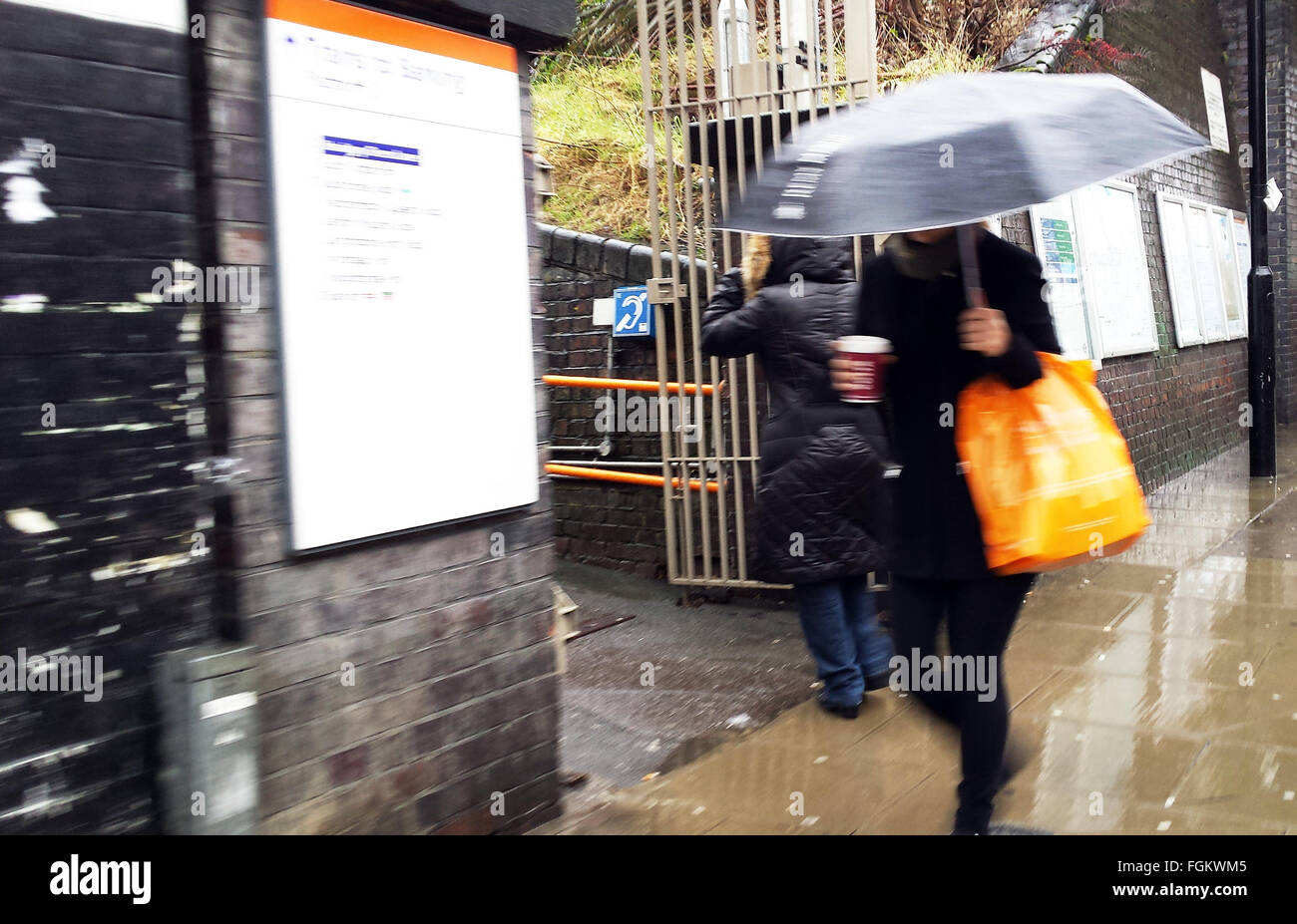Londra, UK, 20 Febbraio 2016 - il vento e la pioggia nel nord di Londra come mini ondata di calore prevista per domenica 21 febbraio 2016. Credito: Dinendra Haria/Alamy Live News Foto Stock