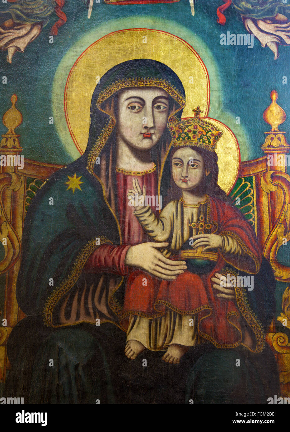 Gerusalemme, Israele - 3 Marzo 2015: l'icona della Madonna dalla chiesa del Santo Sepolcro di artista sconosciuto. Foto Stock