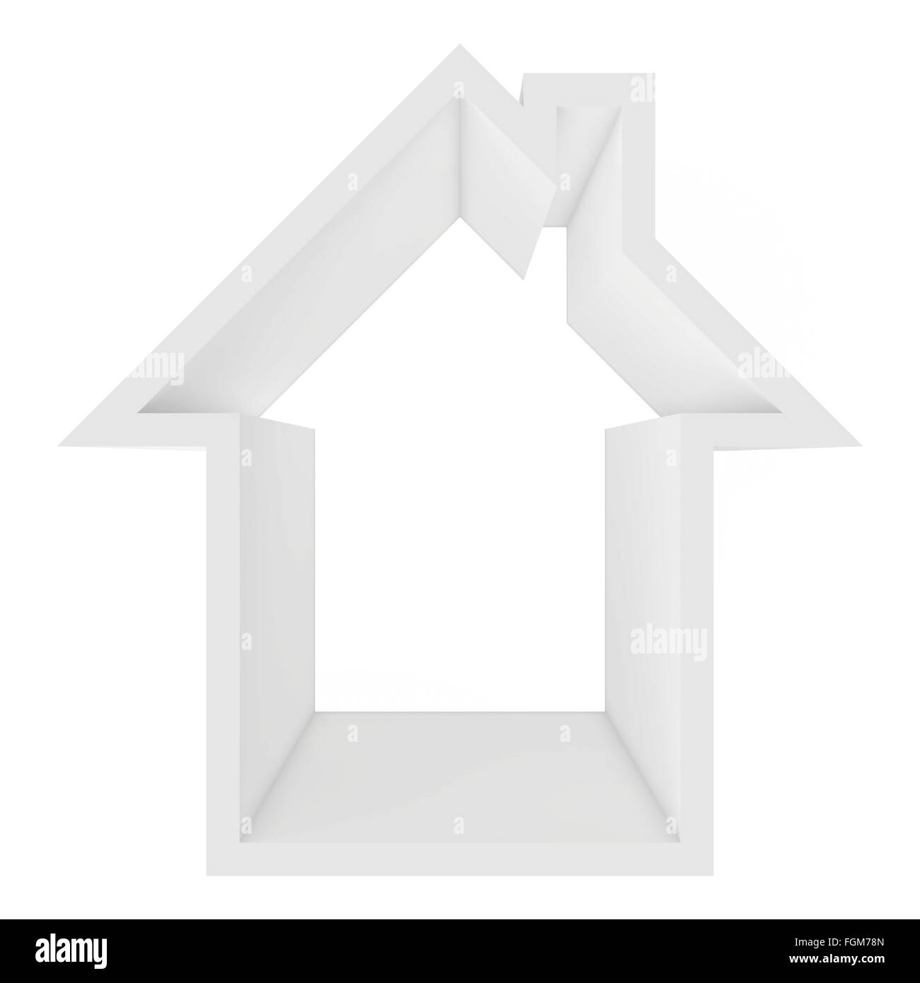 Casa isolata su sfondo bianco. 3D rendering close-up Foto Stock