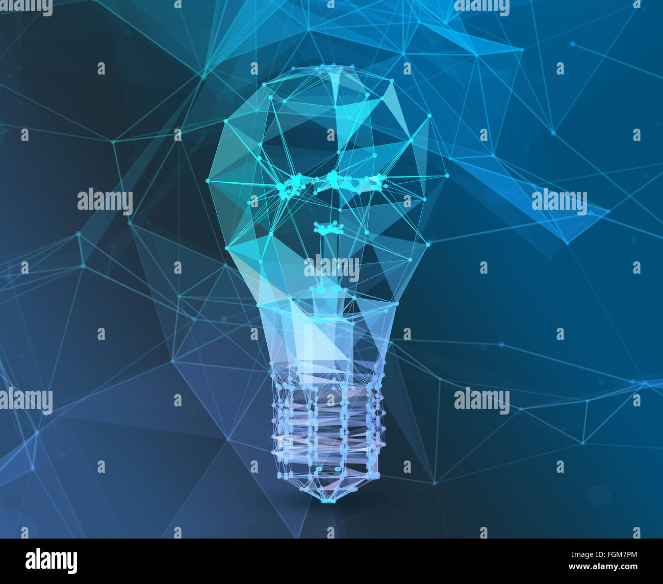 Collegare la lampada triangolo poligonale. Il concetto di rete di comunicazione Foto Stock