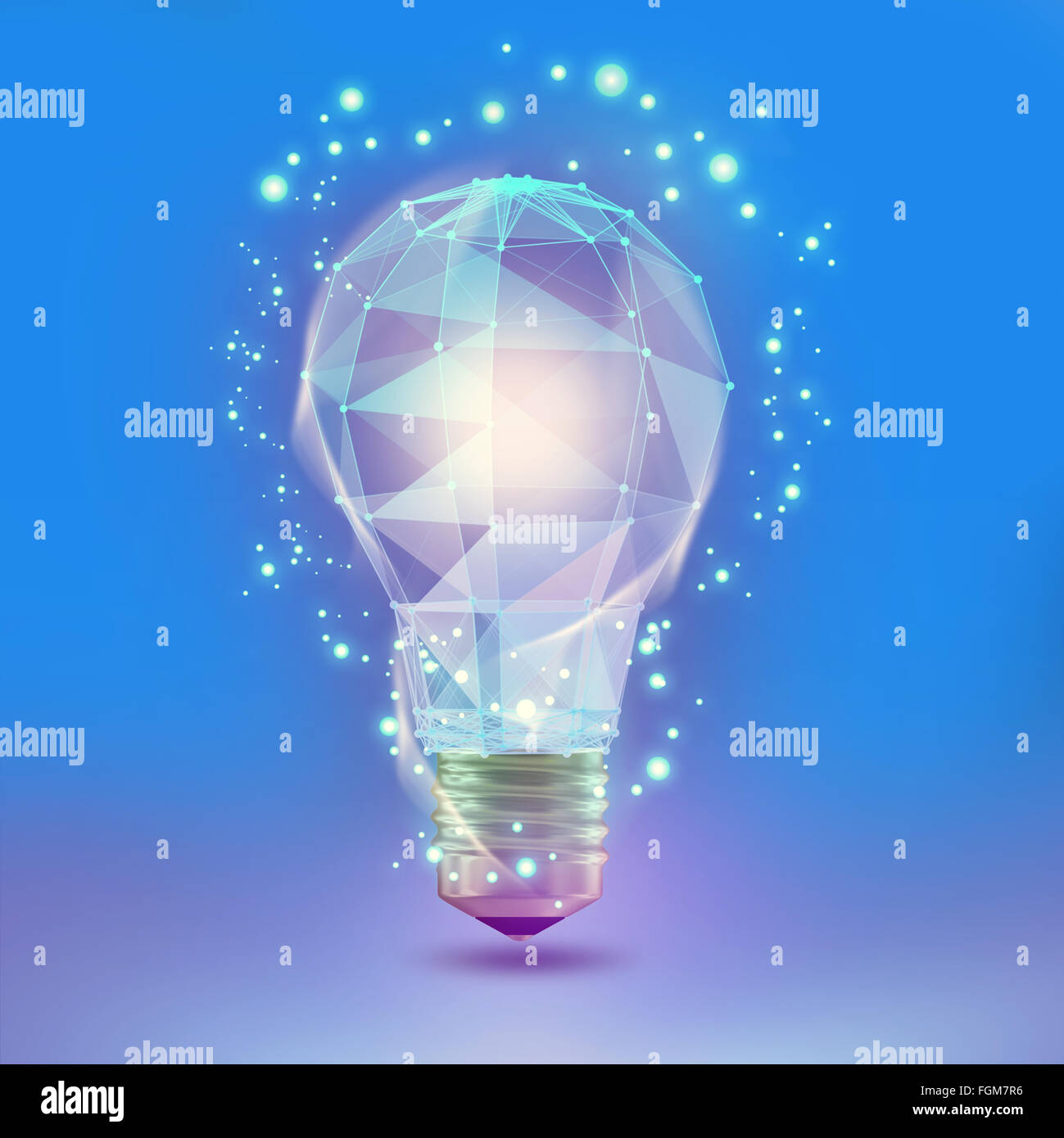 Collegare la lampada triangolo poligonale. Il concetto di rete di comunicazione Foto Stock
