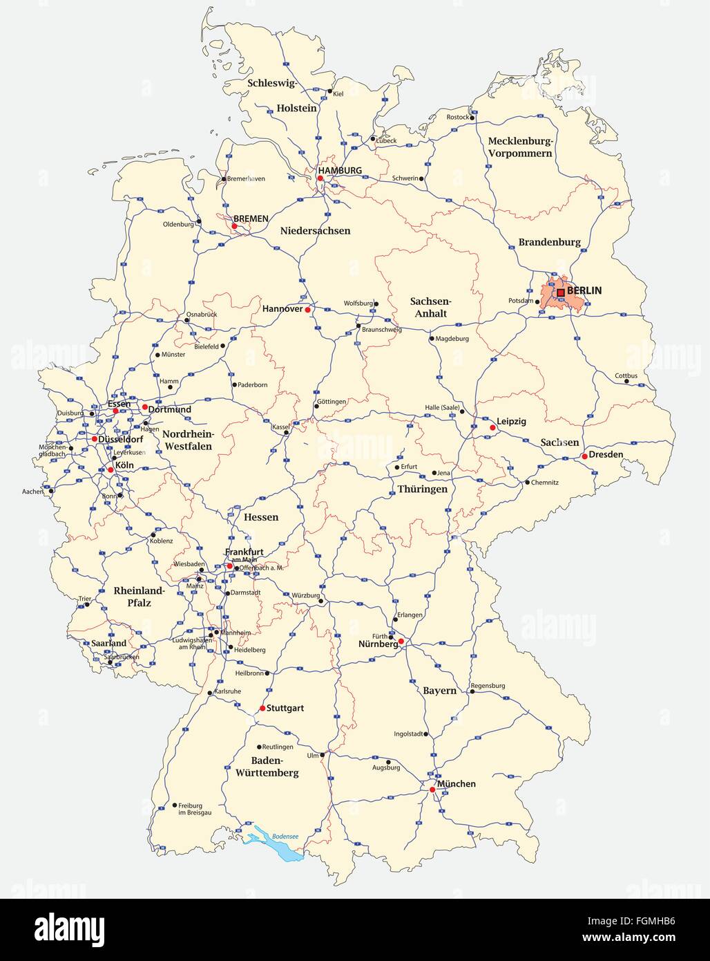 Mappa autostradale della Germania Immagine e Vettoriale - Alamy