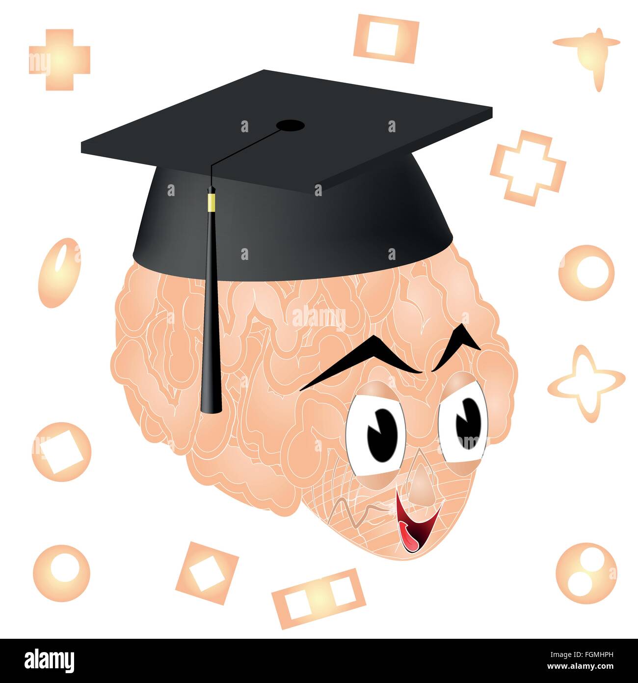 Cervello con cappuccio di graduazione Illustrazione Vettoriale