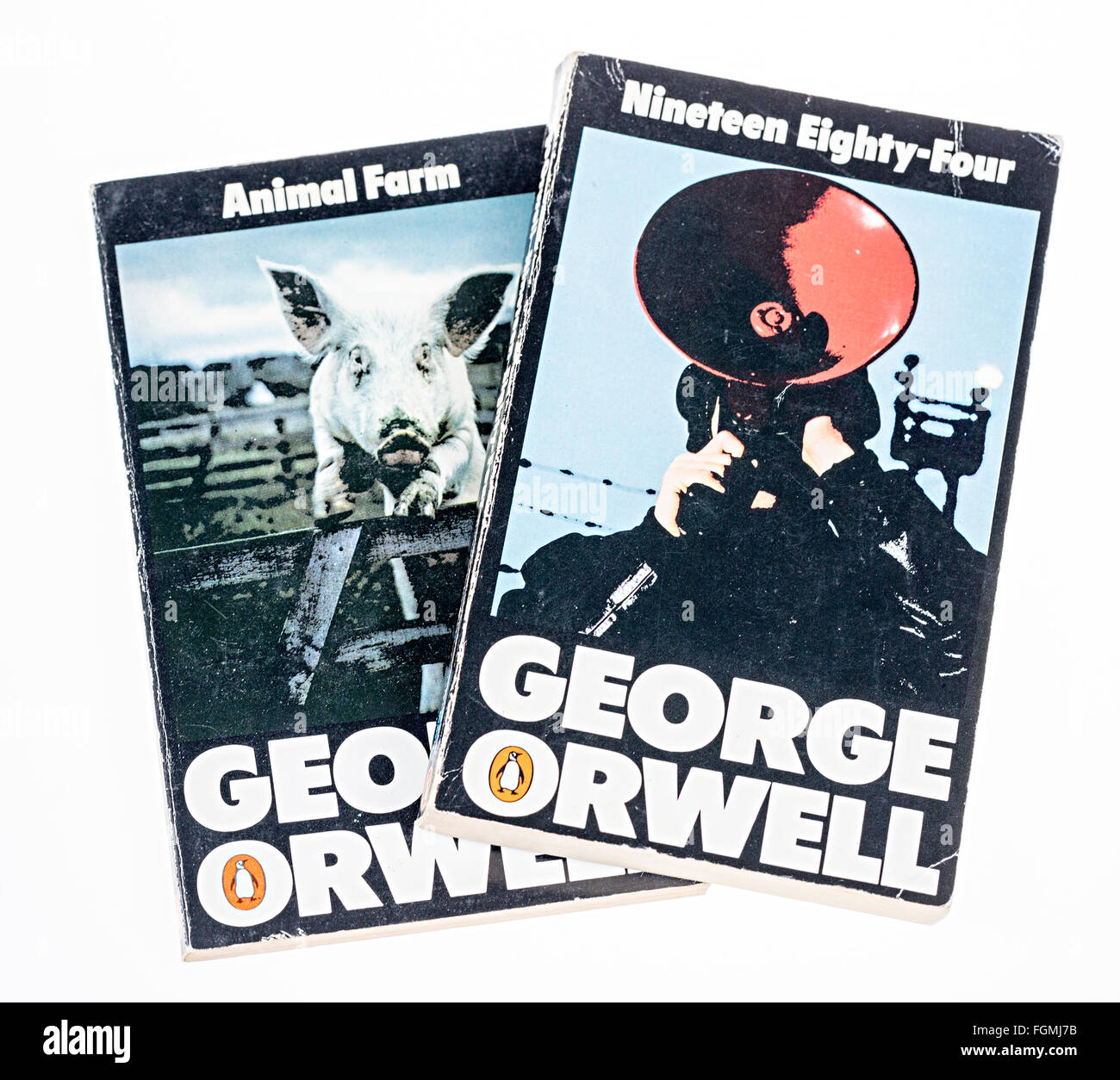 I libri tascabili animali della fattoria e diciannove Ottantaquattro da George Orwell Foto Stock