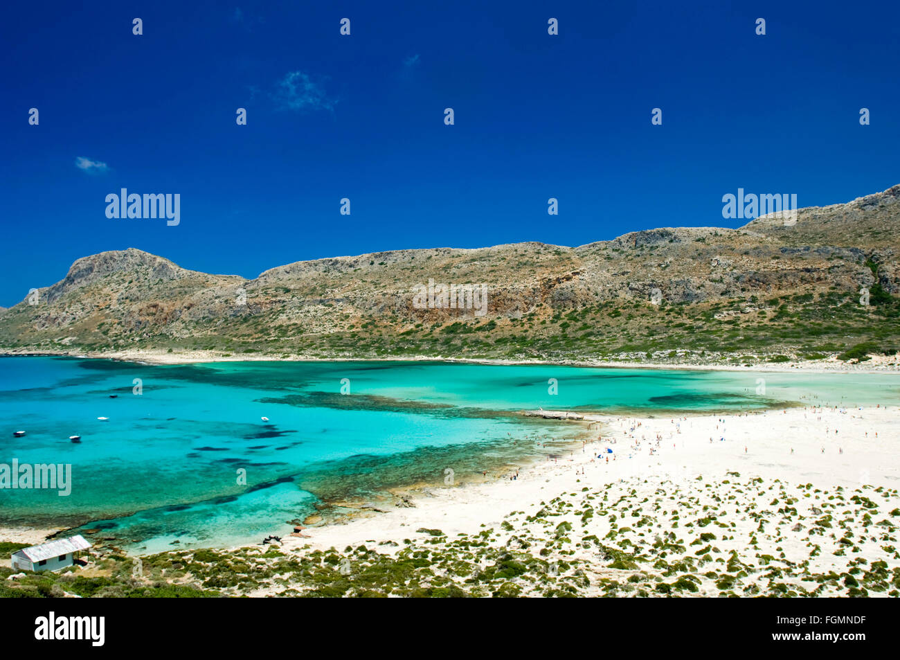 Griechenland, Kreta, Kissamos, Blick auf Balos Beach und die Lagune Foto Stock