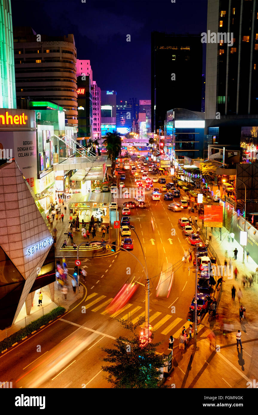 Vista di Jalan Bukit Bintang, Kuala Lumpur, Malesia Foto Stock